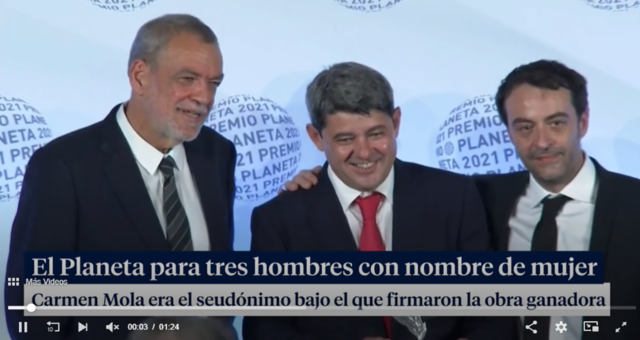 El Planeta desvela el misterio del seudónimo Carmen Mola: tres guionistas se llevan el millón